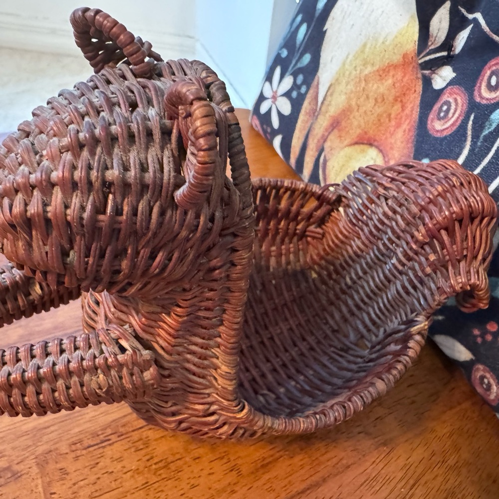 Vintage Woven Brown  Squirrel Basket - Home Accents